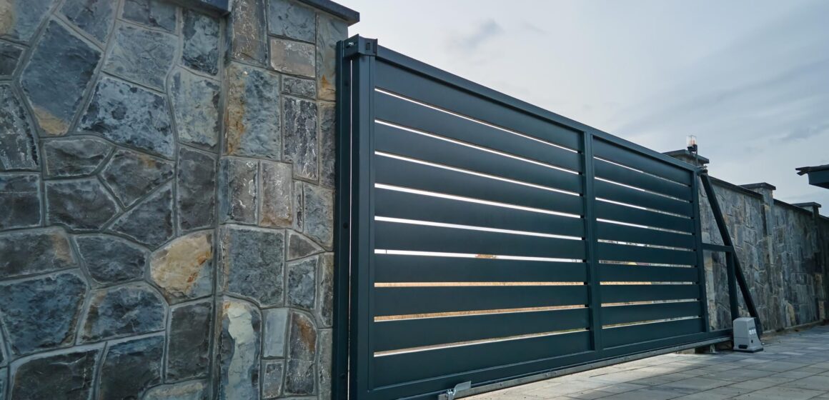 Wide,Automatic,Sliding,Gate,With,Remote,Control,Installed,In,High